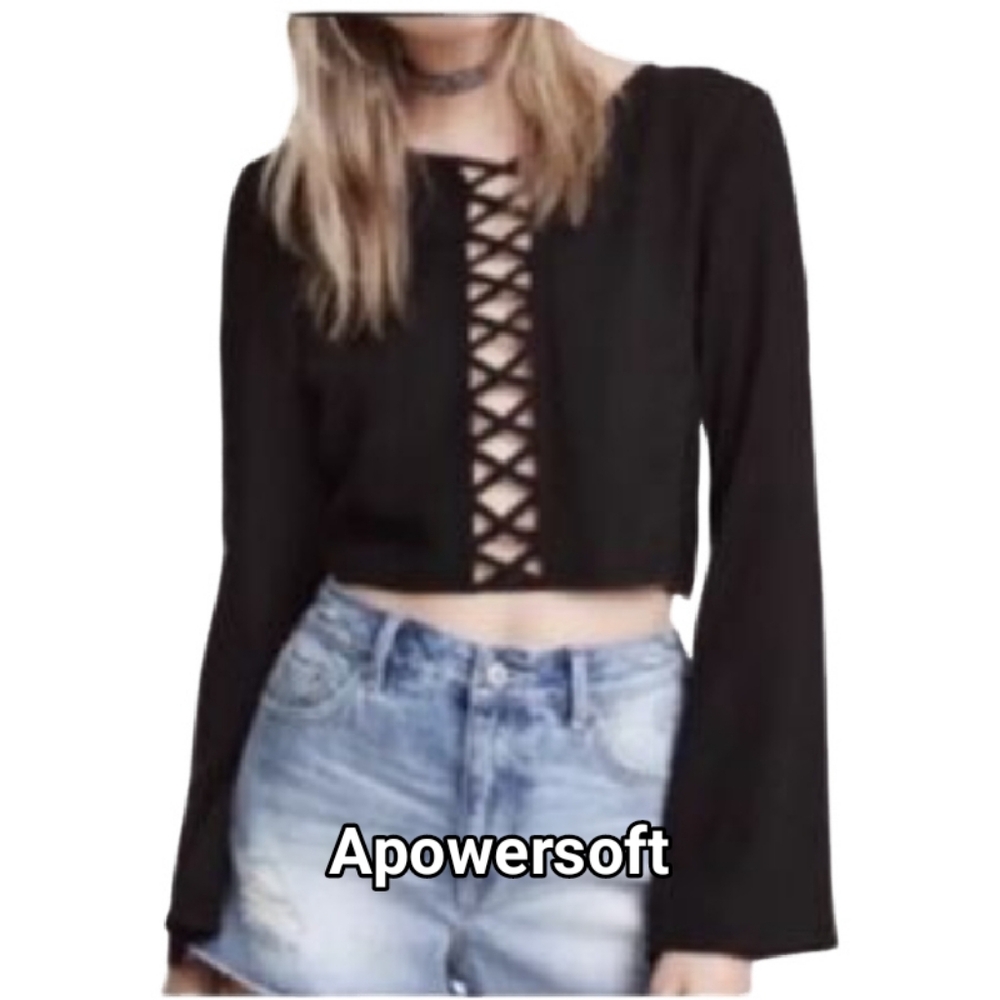 H&M x Coachella Crisscross Crop Top Crinkled Gauze Sz S